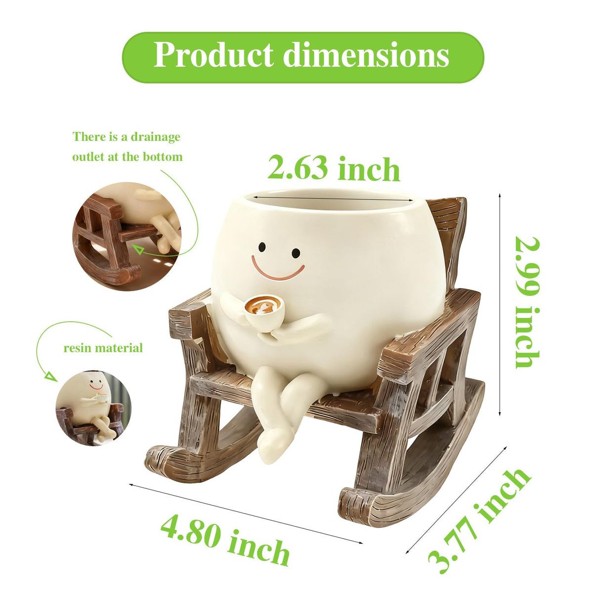 Heuvcnsr resin smiley pot toilet-style, perfect for shelves and compact spaces.