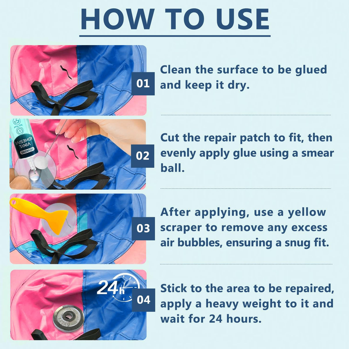 Patch ball 12.5 cm helps even adhesive pressure.