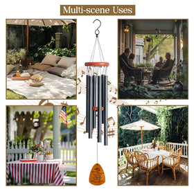 HEWBE memorial wind chimes on a patio create a touching remembrance display.