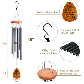 HEWBE wind chimes with pine wood tubes for durable outdoor sound