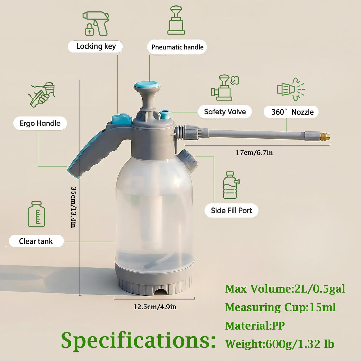 hewewor 70oz sprayer locking trigger enables steady, hands-free spraying