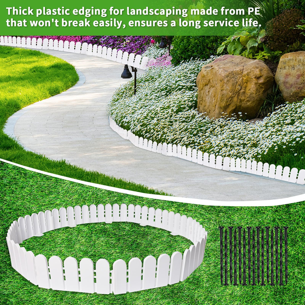 Hewlaud edging border packaging shows contents clearly for quick setup.