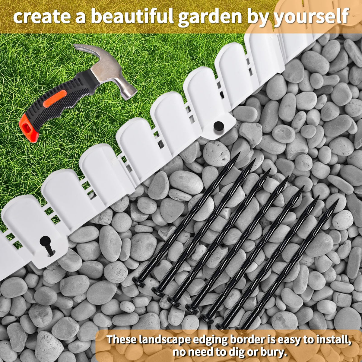 Hewlaud flexible border curves to follow beds and pathways.