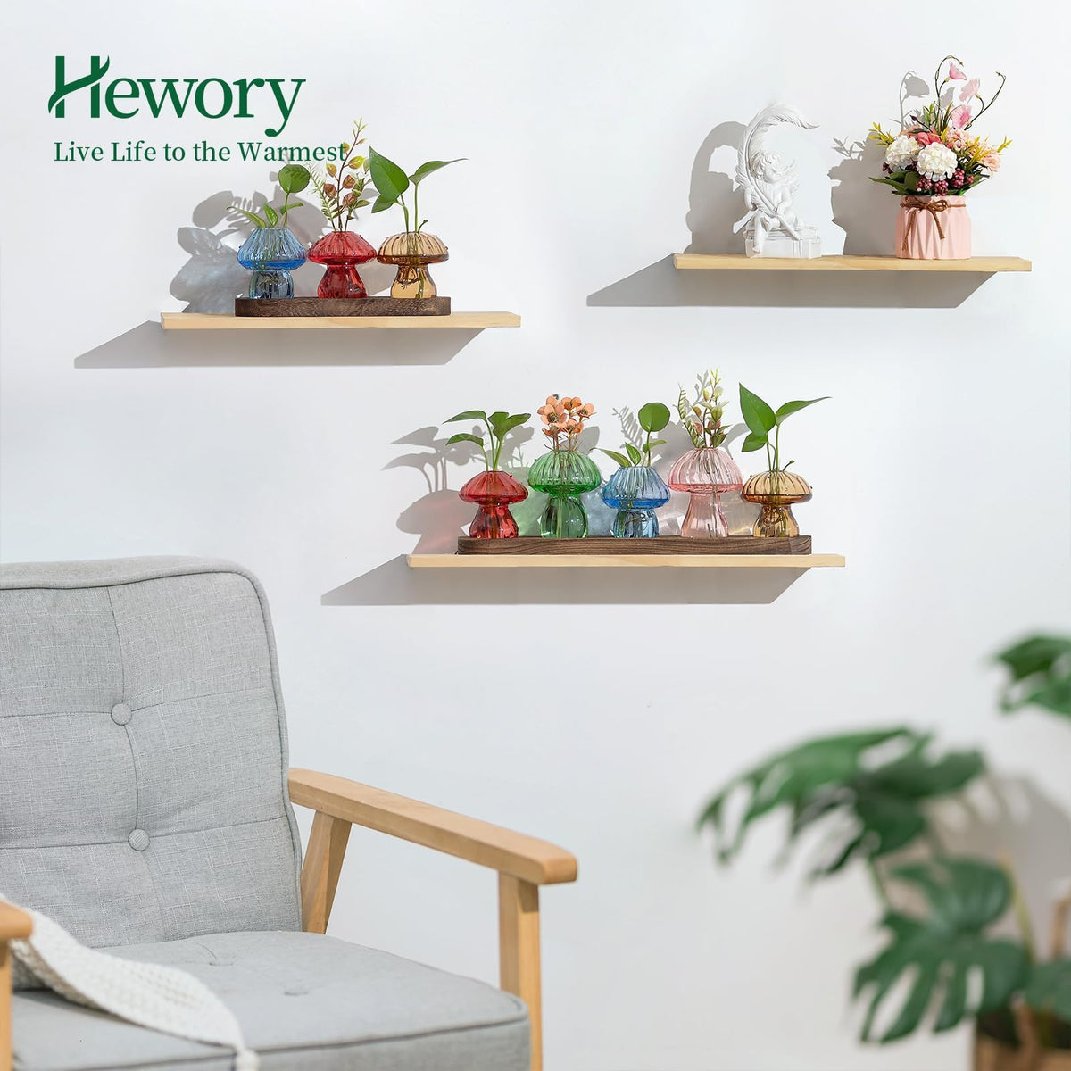 Hewory propagation jars with openings 1.7–3 cm suit cuttings and small plants.