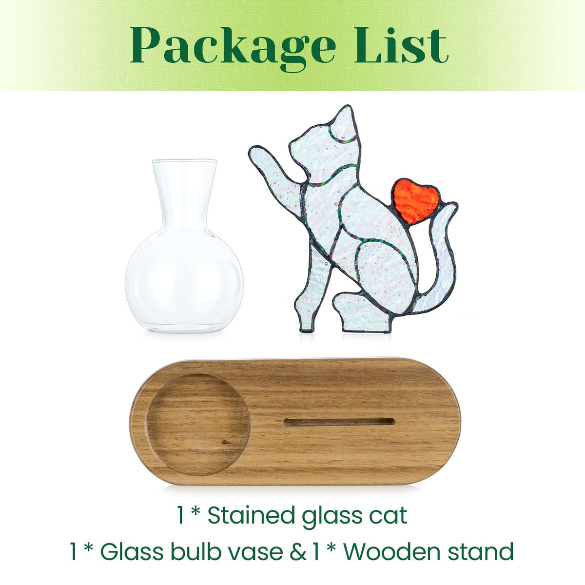 Hewory wooden stand supports the vase for stable tabletop display