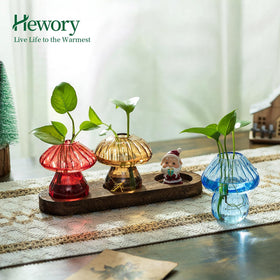 Hewory wooden stand supports the trio with stable, elegant display.