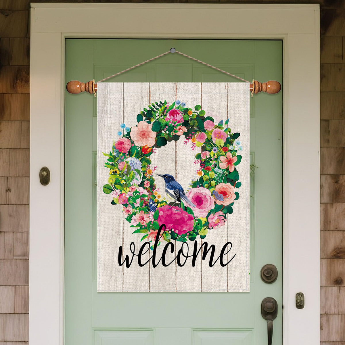 Hexagram outdoor spring flag enhancing yard ambience and entrance