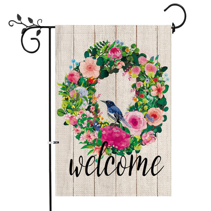 Hexagram spring garden flag 12x18 inches, welcoming design for your yard