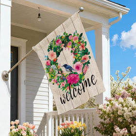 Hexagram top sleeve hanging flag ready for standard flagpole display