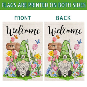 Hexagram welcome spring flag on linen, durable for spring weather.