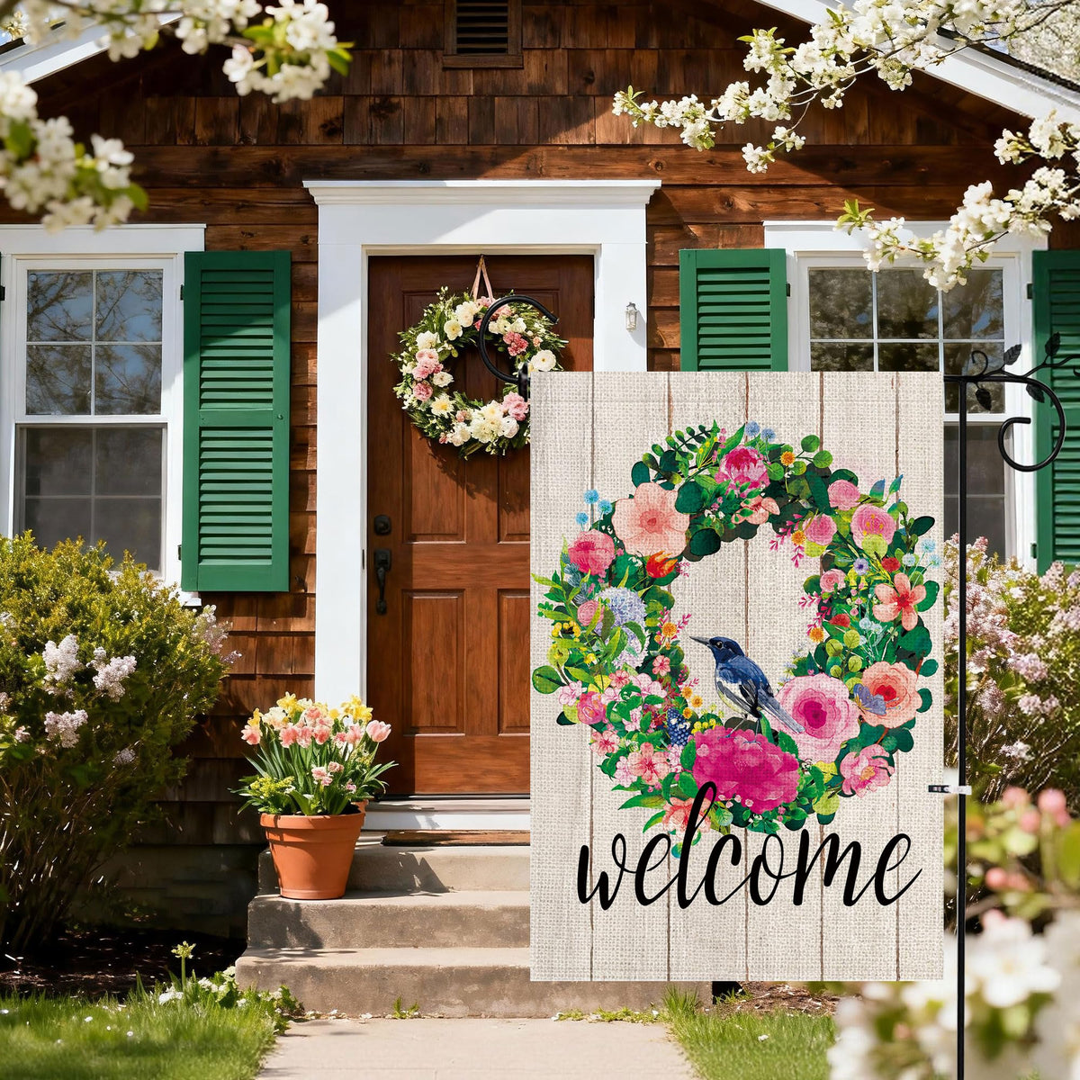 Hexagram yard flag decor suitable for garden, patio, balcony