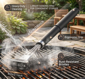 HEXAR Grill Brush compatible with gas, pellet, charcoal grills and smokers
