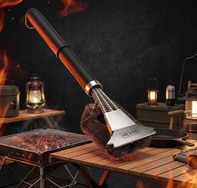 HEXAR Grill Brush wide head covering large grill surface for faster cleaning