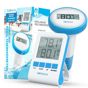 HEYAXA digital pool thermometer display shows clear temperature readings for easy monitoring.