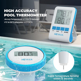 HEYAXA IPX8 waterproof housing protects the thermometer in wet conditions.