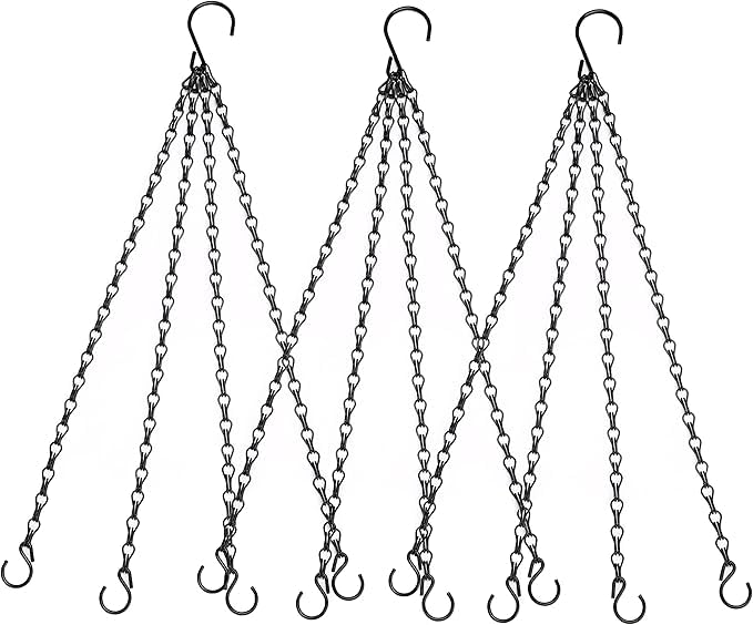 Heybe 16-inch hanging basket chain with four-point hooks for sturdy outdoor displays.