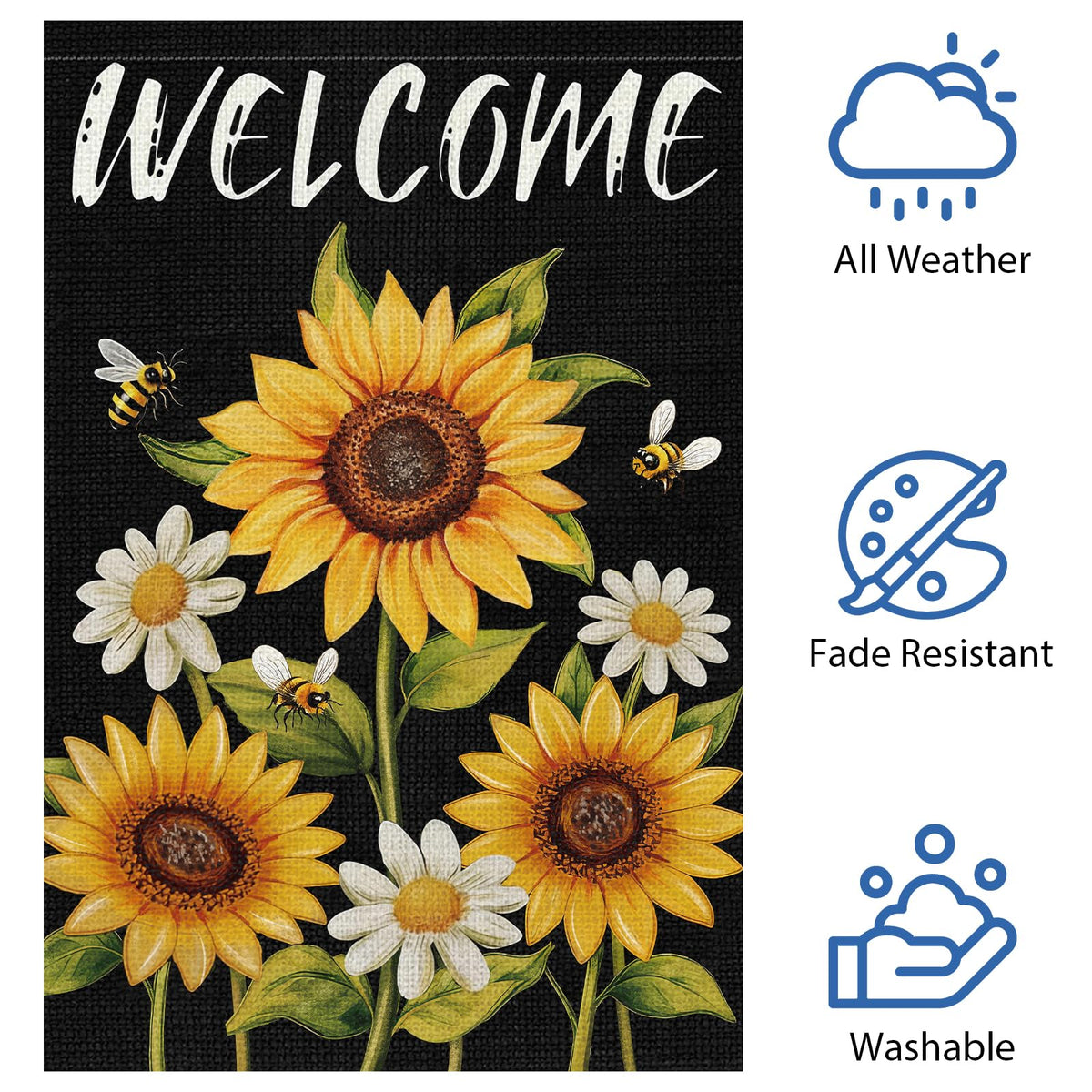 Heyfibro flag on black background enhances visibility and welcomes guests