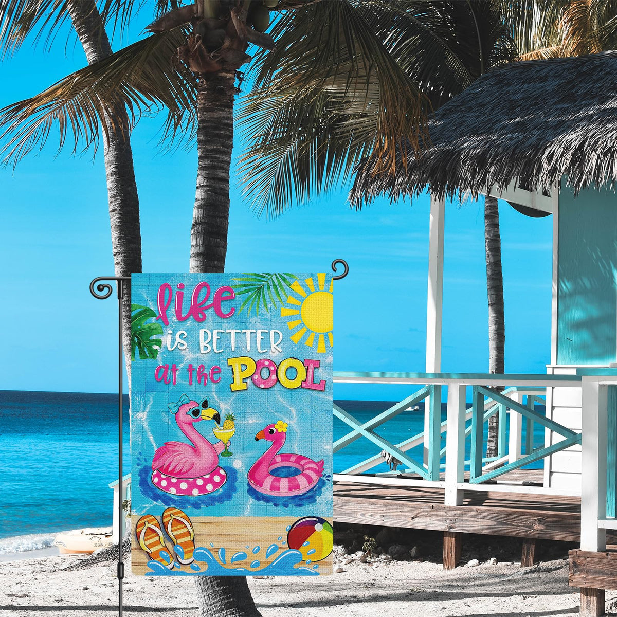 Heyfibro burlap outdoor flag, weather-resistant for year-round use.