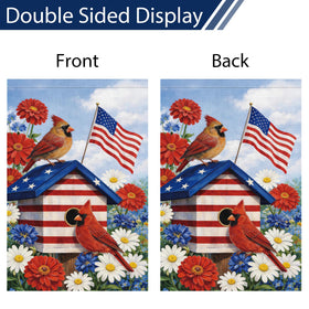 Heyfibro double-sided flag print, clear view from both sides.