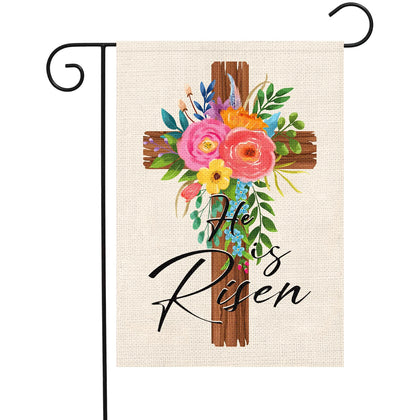 Heyfibro Easter Jesus garden flag 12x18 double-sided design welcomes guests outdoors.