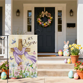 Heyfibro Easter lilies hummingbird flag showcases spring garden charm