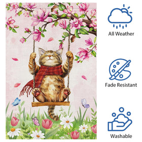Heyfibro farmhouse cat flag complements rustic decor and seasonal accents.