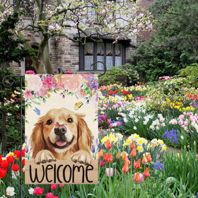 Heyfibro flower and butterfly garden flag, double-sided printing for visible decor from any angle.