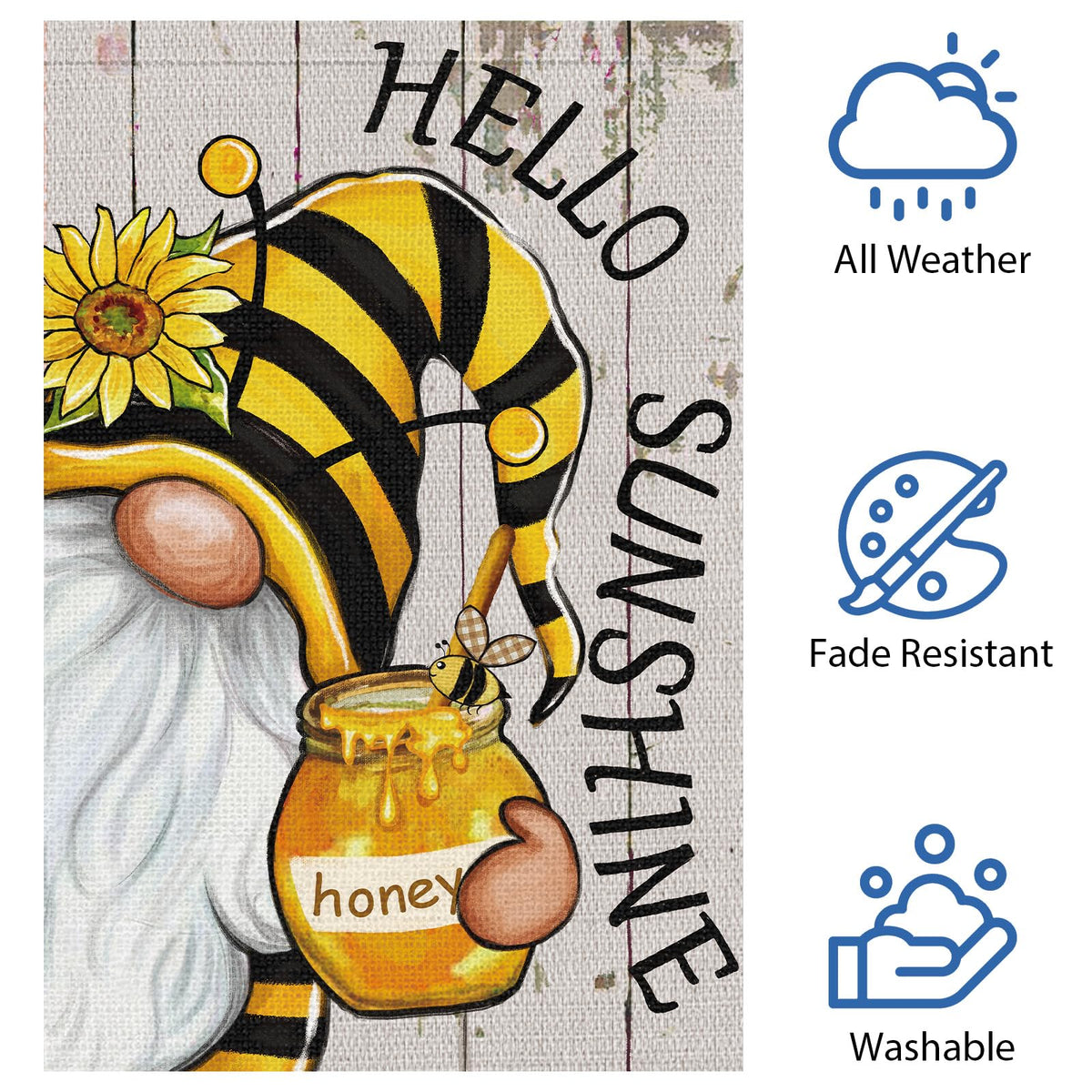 Gnome and sunflower farmhouse design adds rustic charm to outdoor spaces.