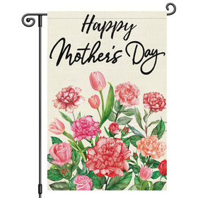 Heyfibro Happy Mother's Day garden flag on porch, vivid colors greet visitors from a distance