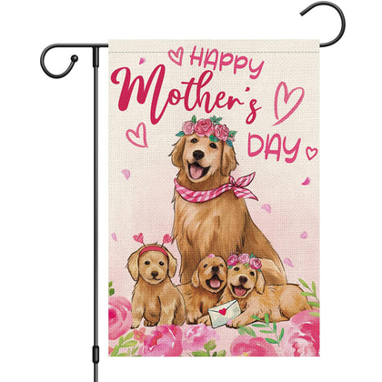 Heyfibro Mother's Day garden flag in 12x18 burlap ready for outdoor display.