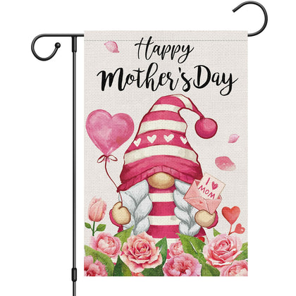 Heyfibro gnome flag on burlap with weather-resistant design for outdoor Mother's Day décor