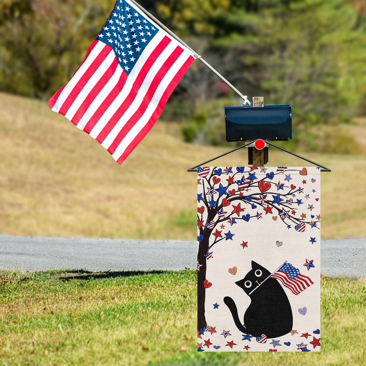 Heyfibro independence day cat flag blends whimsy with patriotism