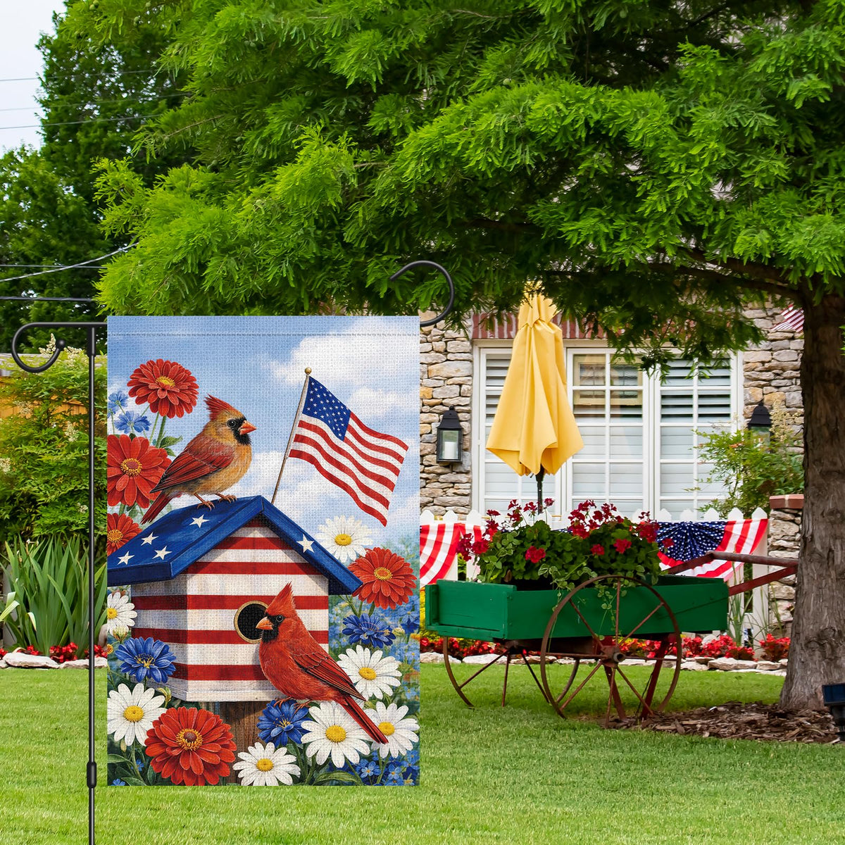 Heyfibro 12x18 yard flag suited for flagpole display outdoors.