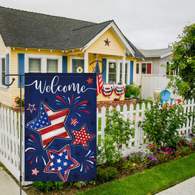 Heyfibro patriotic star fireworks detail highlights festive design for patios.