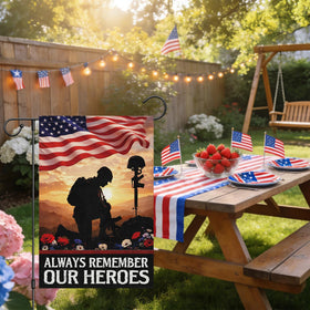 Heyfibro Always Remember Our Heroes flag shows from both sides for versatile outdoor display.