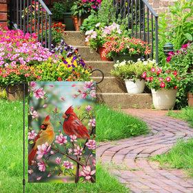 Heyfibro magnolia and cardinal design on 12x18 flag brightens any garden