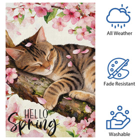 Heyfibro spring cat decor flag enhances porch or yard ambiance