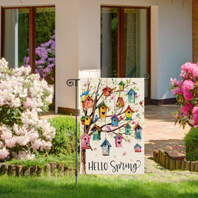 Heyfibro spring garden flag floral tree art close-up highlighting colors