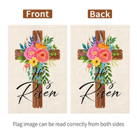 Heyfibro spring yard flag welcomes visitors with subtle Easter symbolism.