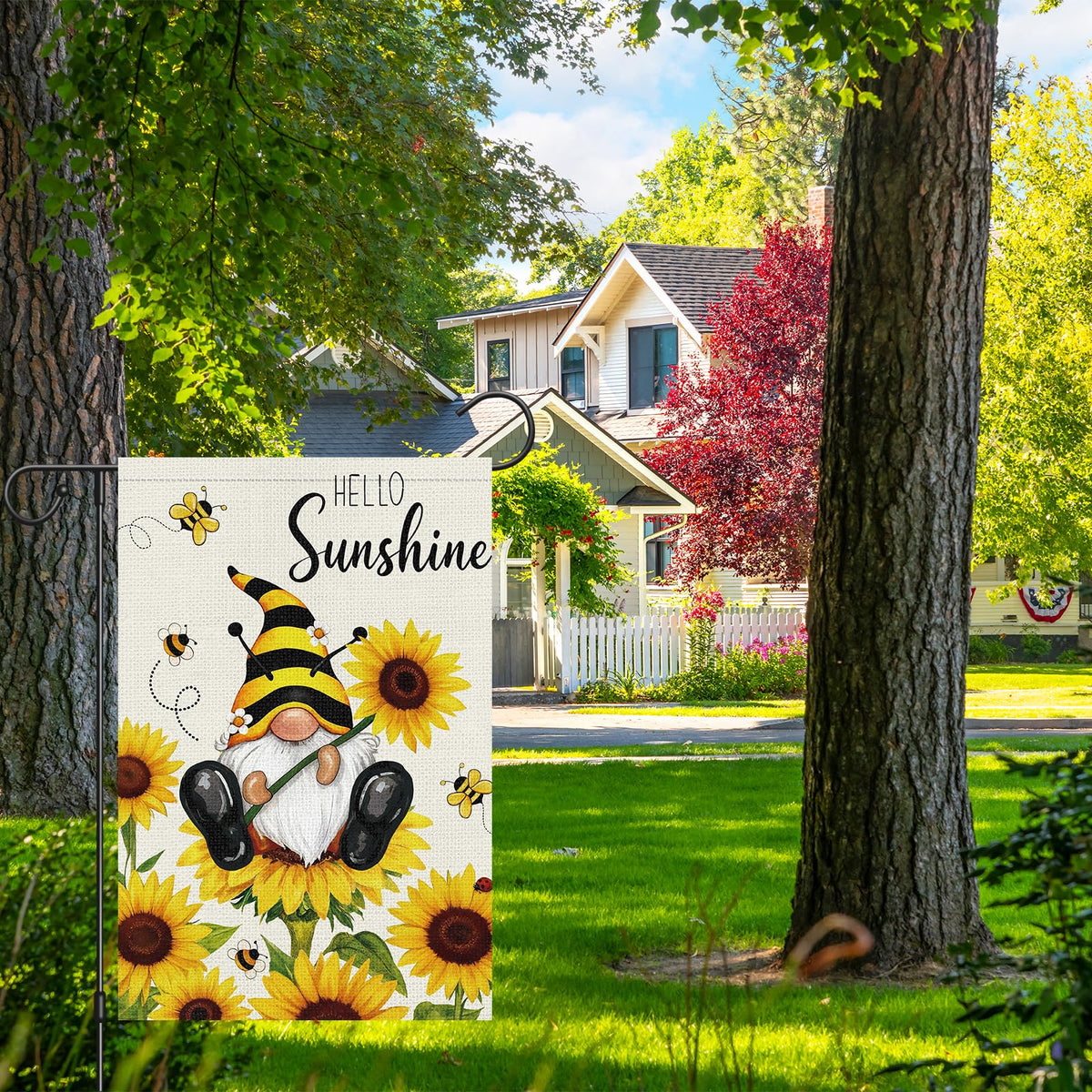 Heyfibro sunflowers and bee garden flag, vibrant double-sided design for yard visibility