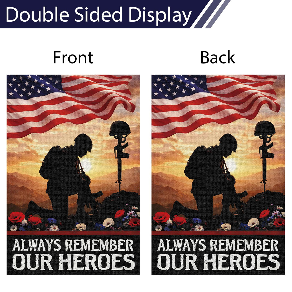 Heyfibro fade-resistant burlap flag withstands seasonal outdoor displays.