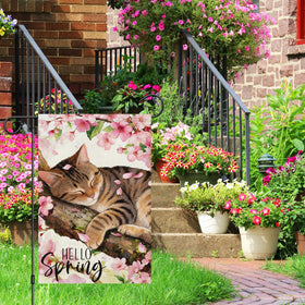 Heyfibro watercolor cherry blossoms garden flag adds soft seasonal color