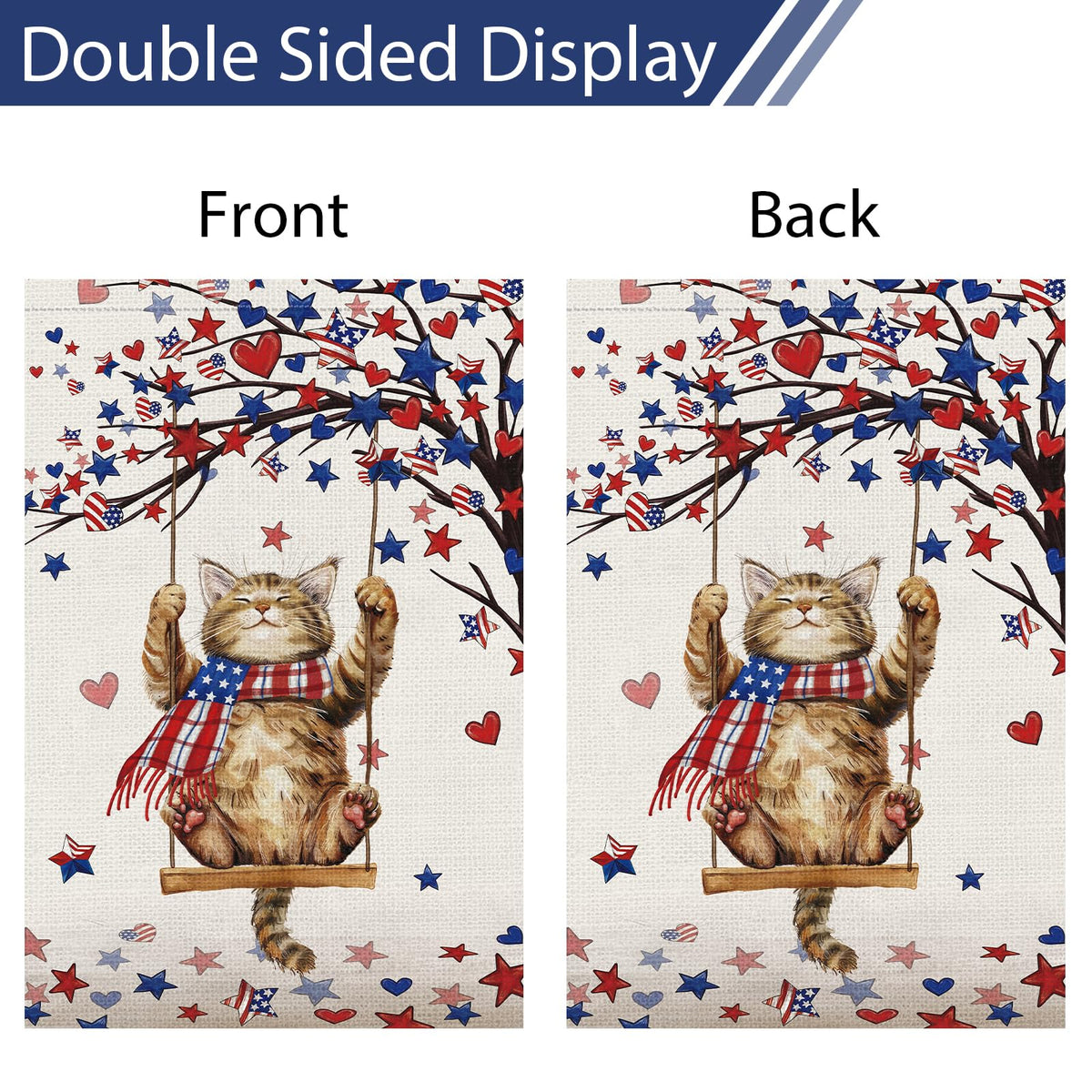 Heyfibro weather-resistant burlap flag withstands outdoor conditions.