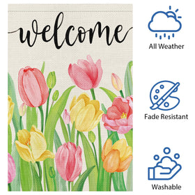 Heyfibro weather-resistant tulip flag ready for outdoor patio use