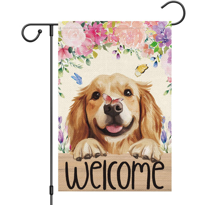 Heyfibro welcome spring garden flag, two-layer burlap adds durability for outdoor decor.