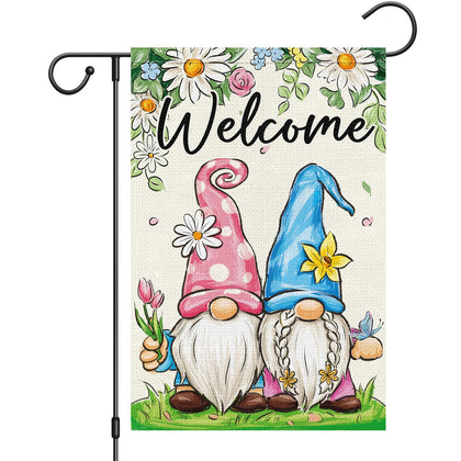 Heyfibro Welcome Spring Gnomes flag with gnomes for outdoor seasonal decor