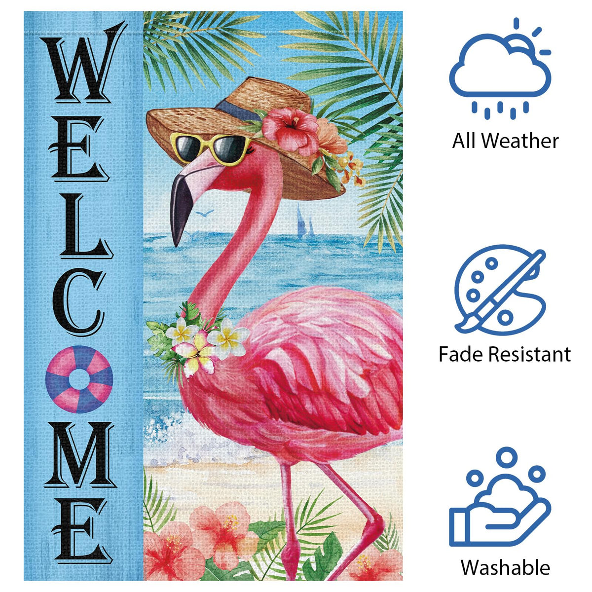 Heyfibro coastal-inspired flag adds tropical charm for spring and summer outdoor parties.
