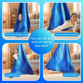 Heyfriday sensory swing 360-degree swivel hanger enables varied movement and play.