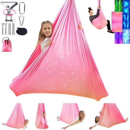 Heyfriday sensory swing double layer assembly shows sturdy indoor setup for safe use.