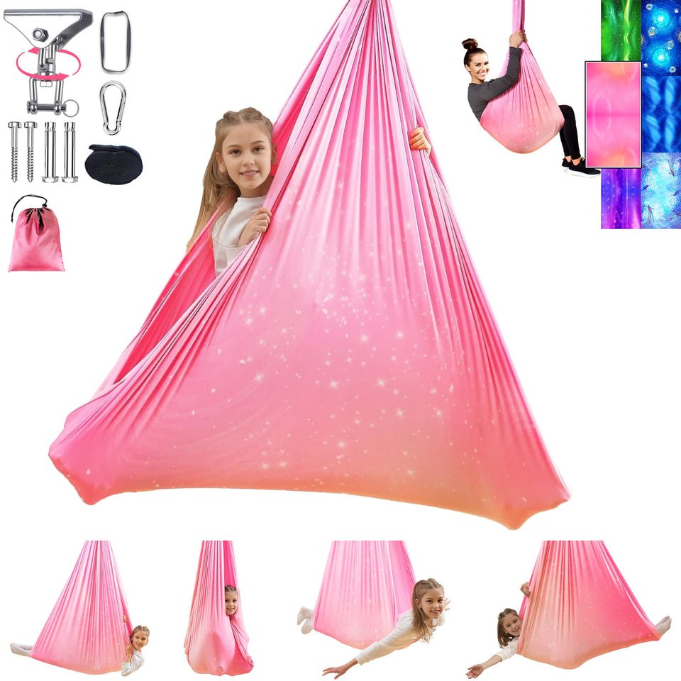 Heyfriday sensory swing double layer assembly shows sturdy indoor setup for safe use.